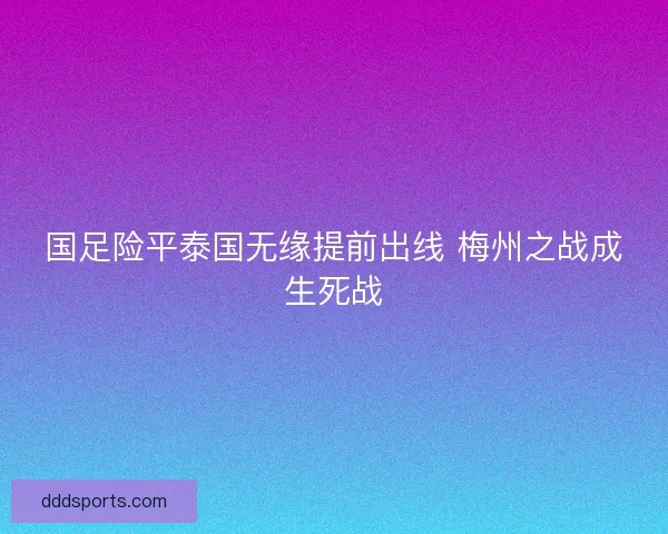 国足险平泰国无缘提前出线 梅州之战成生死战